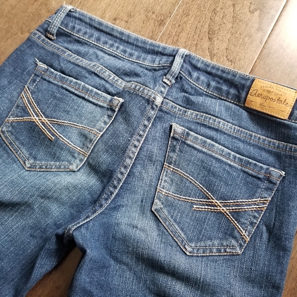 Aeropostale Ultra Skinny Medium Dark Wash Denim Jeans Low Rise Short - Picture 3 of 6